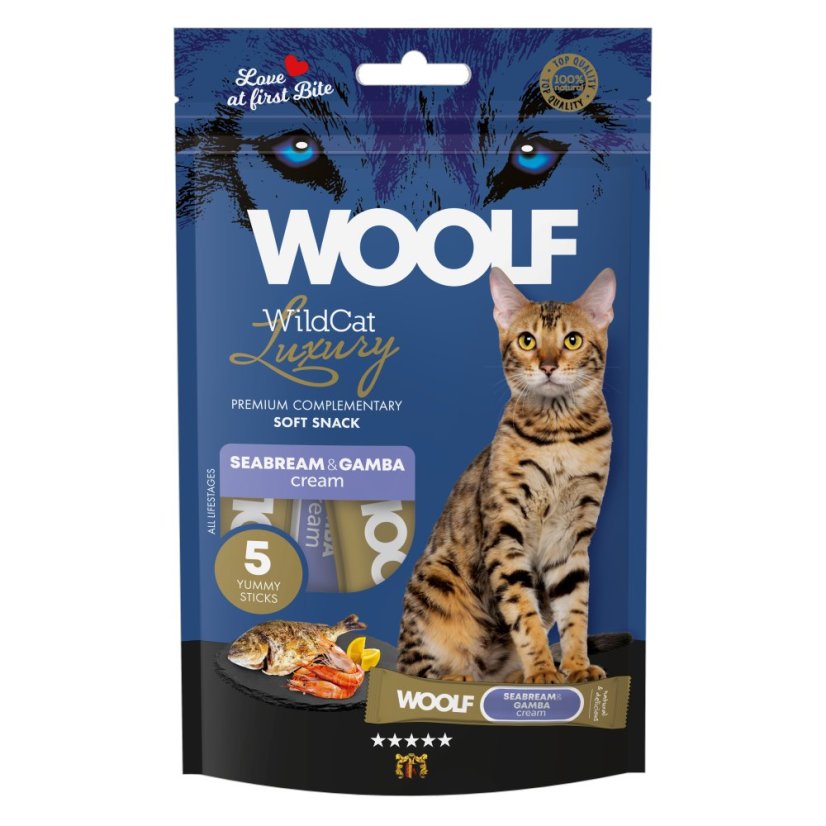WOOLF WildCat Luxury Cat Cream - Seabream with Gamba