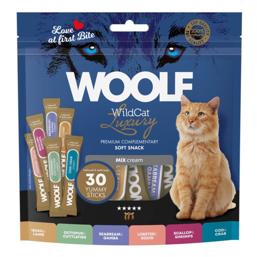 WOOLF WildCat Luxury Cat Cream - Seabream with Gamba